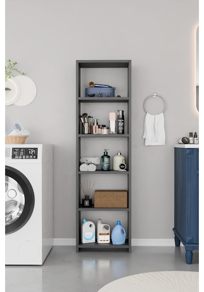 Alpaevmobilya Ahşap 5 Raflı 150 Cm Çok Amaçlı Açık Banyo Dolabı Düzenleyici Raf Ve Çamaşır Odası Dolabı Antrasit Alpaevmobilya Ahşap 5 Raflı 150 Cm Çok Amaçlı Açık Banyo Dolabı Düzenleyici Raf Ve Çamaşır Odası Dolabı Antrasit
