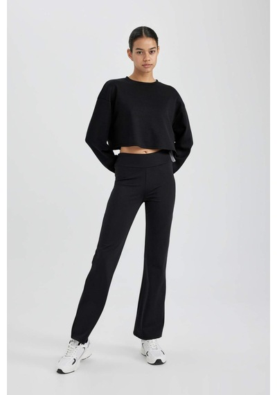 DeFactoFit Sporcu Jogger Eşofman Altı Geniş Bol Paça Basic Düz Skuba Dalgıç Kumaş A0566AX24SPBK81