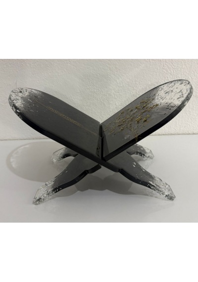 Siyah Renk Çiçekli Ve Yazı Motifli Epoksi Reçine Rahle Özel Tasarım - Tek Üretim - 37x19 Cm
