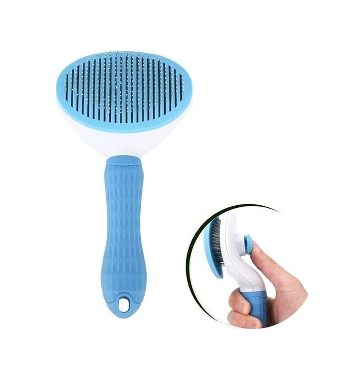 Mcg Mcg Kedi Köpek Tüy Toplayıcı Kendini Temizleyebilen Ergonomik Saplı Evcil Hayvan Tarağı Mavi