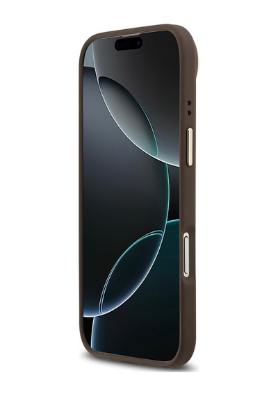 Apple Uyumlu iPhone 17 Air Kılıf Guess Lisanslı M-safeli Grained Yazı Ve Taşlı 4g Logolu Kapak Kahverengi Kahverengi