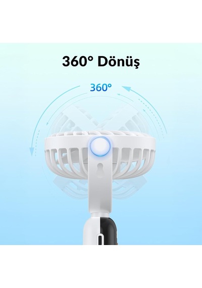 Warmco K70 Taşınabilir Şarjlı El Vantilatörü 2400mah 360 Döner Başlıklı Standlı Dijital Ekranlı Soğutucu