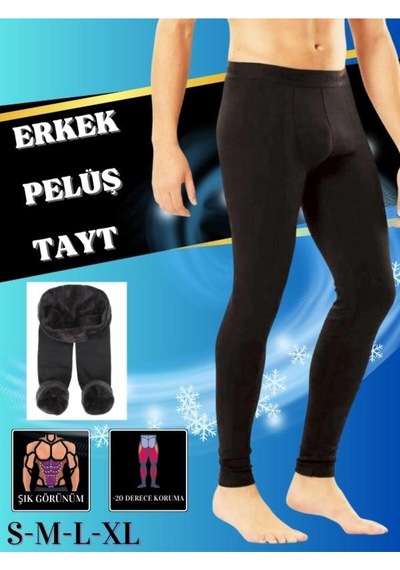 Erkek Pelüşlü Esnek Termal Taytlar Şimdi Stokta, Soğuk Kış Günlerine Hazır Olun Siyah