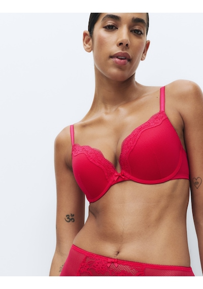 Marks & Spencer Jasmine Dantelli Push Up Sütyen Kırmızı