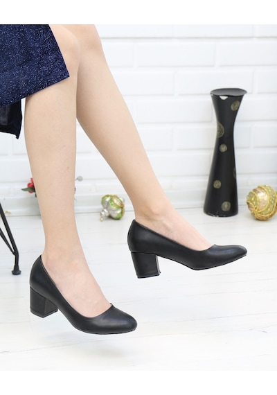 Nesilshoes Nesil Shoes Bln 110 Siyah Günlük Topuklu Kadın Ayakkabı