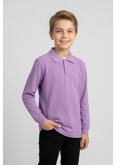 Modanino Erkek Çocuk %100 Pamuk Ve Okul Tarz T-shirt 6-16 Yaş 12798mrt Lila