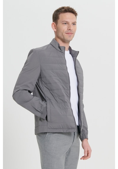 AC&Co / Altınyıldız Classics Erkek Grı Standart Fit Normal Kesim Gizli Kapüşonlu Yan Cep Mont Gri