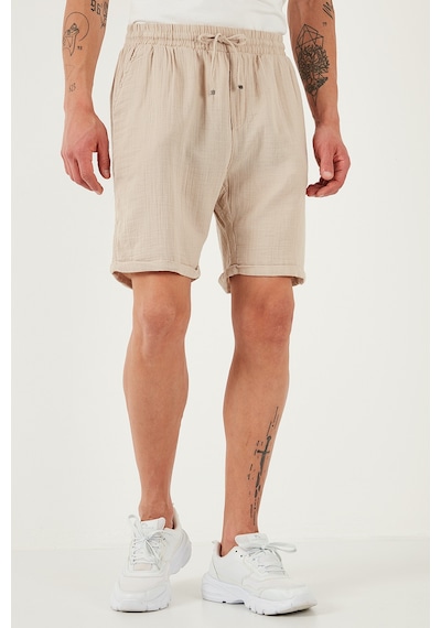 Buratti % 100 Pamuk Regular Fit Normal Bel Müslin Erkek Short Cf25S657802 Bej