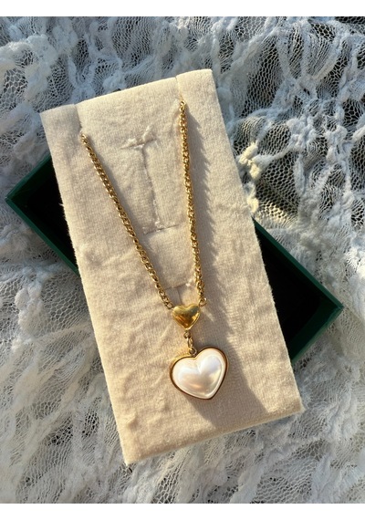Pearl Heart Gold Kolye Altın
