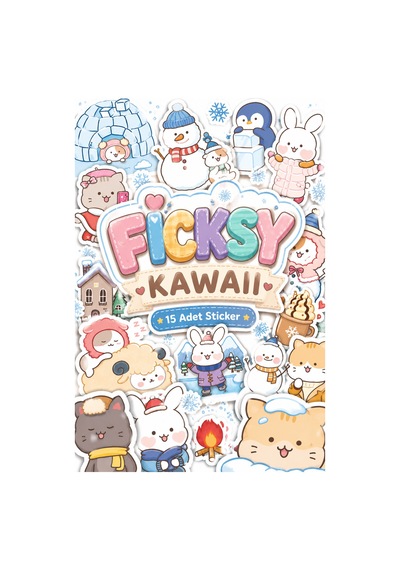 Kawaii Stili Sevimli Hayvanlar Kış Temalı Sticker Seti - 15 Adet Etiket Çıkartma Diğer