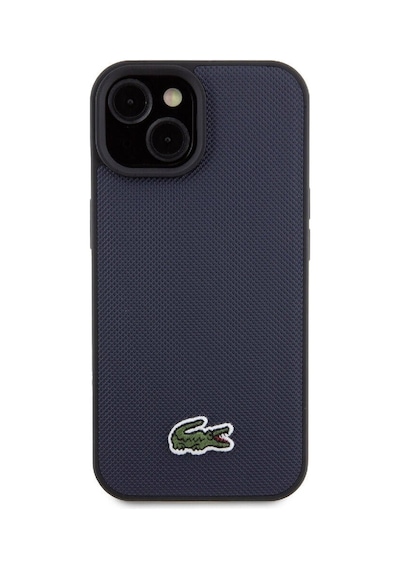Apple Uyumlu iPhone 15 Kılıf Lacoste Lisanslı Pu Pike Desenli İkonik Timsah Dokuma Logolu Kapak