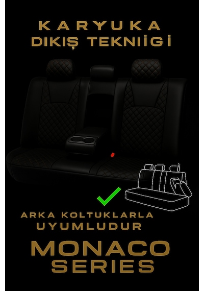 Audi A-5 Quattro 2015 - 2019 - Monaco Eviza Kumaş Deri Detaylı Oto Koltuk Kılıfı - Siyah Sarı Siyah Sarı