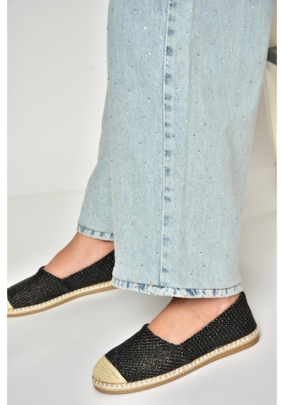 Fox Shoes D280250017 Siyah Hasır Günlük Kadın Ayakkabı Siyah-hasır Siyah