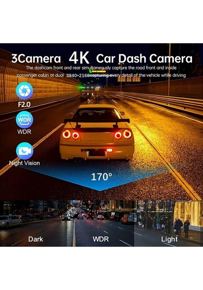 Ayrex Ultra Hd 4k -gps Özelliği - Wifi Tlfn Uygulama - 3 Lens Kameralı 2.35 İnç Ekran Gece Görüşlü 170 Derece G