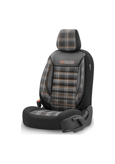 Tr Gti Sports Design Oto Koltuk Kılıfı Ekstra Destekli Özel Jacquard Kumaş Tam Set - Turuncu-siyah Genel
