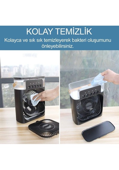 Mini Hava Soğutucu, Taşınabilir Hortumsuz Portatif Klima, Mobil Sulu Klima, 3 Rüzgar Hızı, 3 Sis Modu, Taşınabilir Buzlu Vantilatör 5 Sprey Delikli İle Renkli Led Işıklı K27-yeşil Sku: Zeusb0h9rfwf