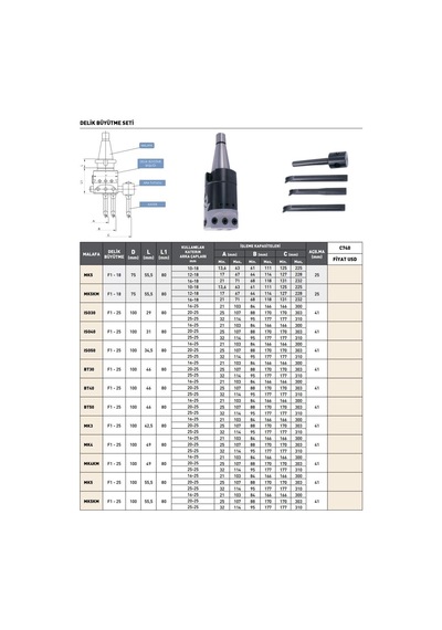 Fett Bt50 F1 - 25 Pld C740 Delik Büyütme Seti