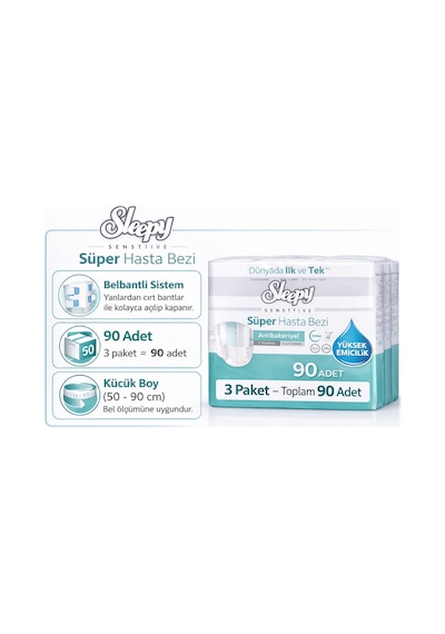 Sleepy Belbantlı Hasta Bezi S Beden 90 Adet 3 Paket X 30 Yüksek Emici