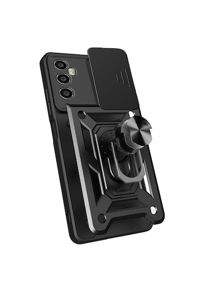 Zore Realme C65 4g Kılıf Magnetik Standlı Kamera Korumalı Ogaa Sürgülü Vega Kapak - Siyah