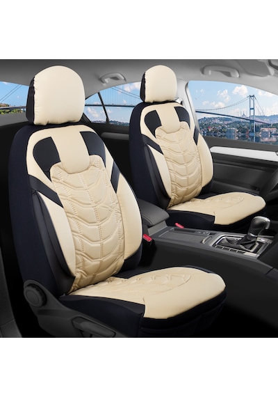 Opel Astra H Hb Uyumlu Full Deri Oto Koltuk Kılıfı Ön Arka Set Classy Model Bej Siyah Fs