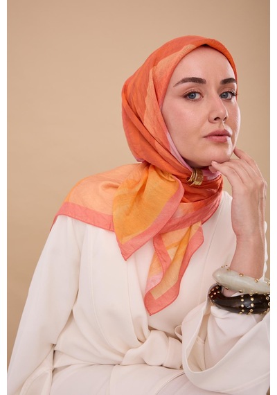 Silk Home Olinda İpek Eşarp 47005-10 Somon, Şeftali, Turuncu, Kırmızı, Bordo