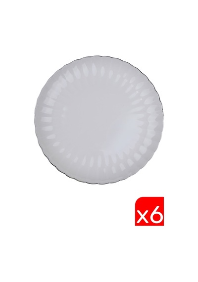 Kütahya Porselen Bone Luz Platin Fileli Pasta Tabağı 21cm 6 Lı Çok Renkli