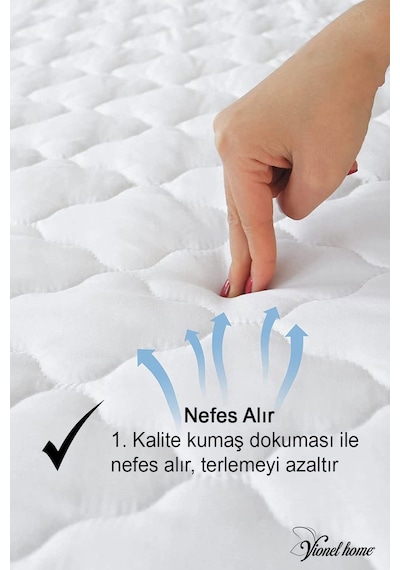 Vionel Home %100 Pamuklu Kapitone Fitted Full Kenar Su & Sıvı Geçirmez Tek Kişilik Yatak Koruyucu Alez
