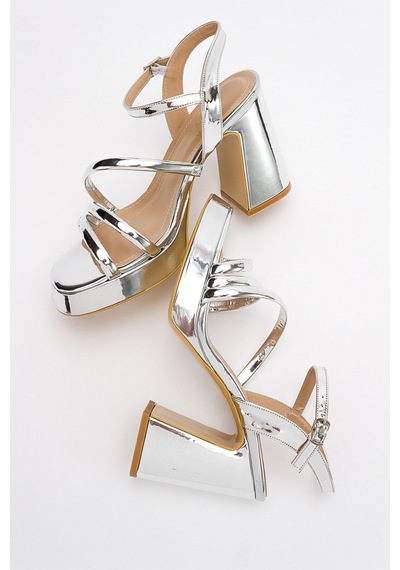 Luvishoes Heas Gümüş Kadın Topuklu Ayakkabı Gümüş