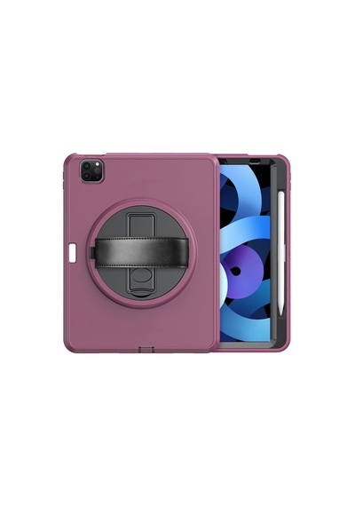 Apple İpad Pro 11 2018 Kılıf Hand Strap Tablet Kılıfı - Mürdüm Arka Kapak