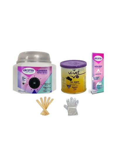Ekamix Konserve Ağda Makinesi + Vivet Naturel Ağda 240 ML + Bez 10 M