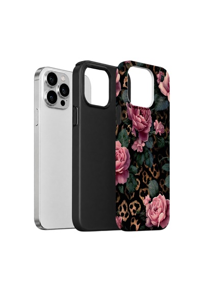 Velvoria Valestra Leopar Pembe Gül Apple iPhone Uyumlu 15 Pro Darbe Korumalı Kılıf Valestra Select - Leopar Pembe Gül