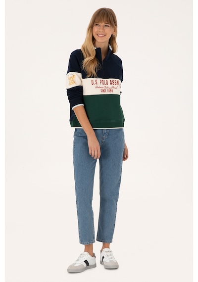 U.S. Polo Assn. Kadın Lacivert Fermuarlı Dik Yaka Sweatshirt 50311024-VR033