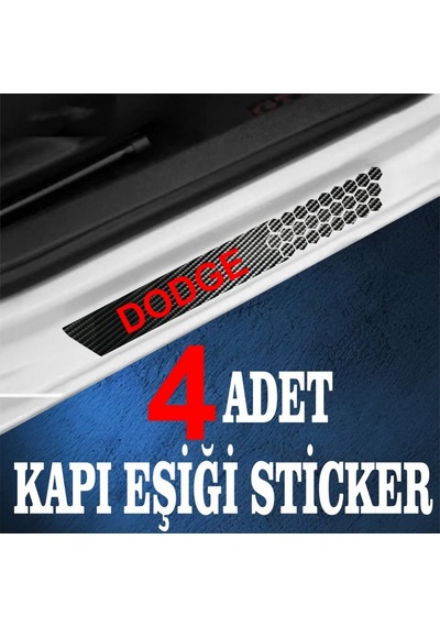 Dodge Uyumlu Özel Oto Kapı Eşikleri Sticker Karbon 4 Adet