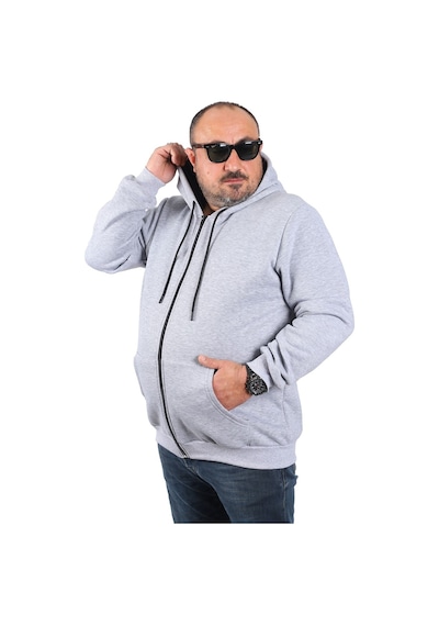 Moc Grande Mocgrande Büyük Beden Unisex Kapüşonlu 3Ip Sweat 11701 Grı Melanj