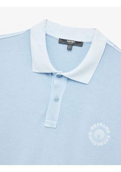 Koton Regular Fit Nakışlı Kısa Kollu Pamuklu Polo Yaka Tişört Mavi 5sam10156mk