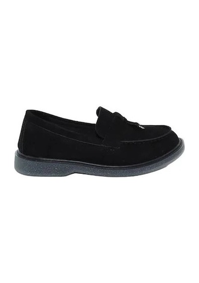 Mergenshoes G058 Siyah Süet Kauçuk Taban Kadın Günlük Ayakkabı Siyah