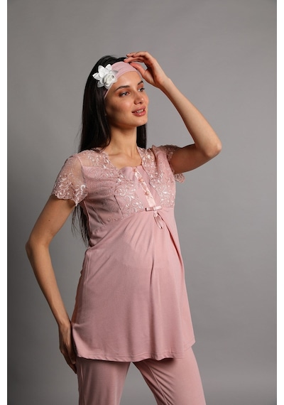 Mecit Pijama Lohusasepeti 5206 Lina Sabahlıklı Lohusa Pijama Takımı 001