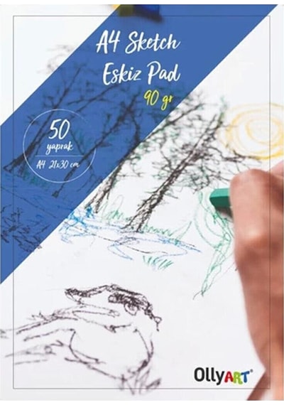 Eskiz Defteri A-4 Dokulu Kağıt Kara Kalem Çalışma Defteri 50 Yaprak 90 gr 21x29,7 cm 1 Paket