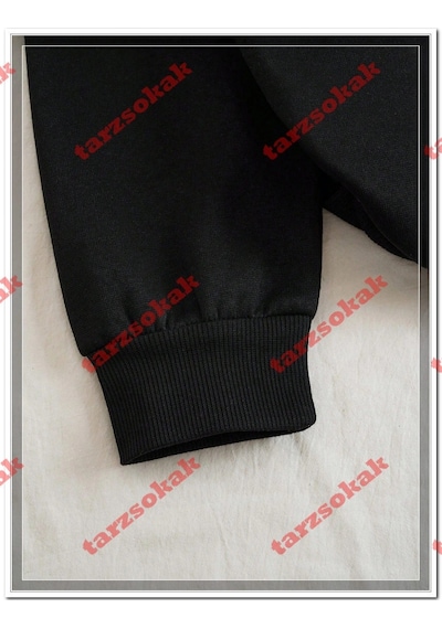 Startmore Tarzsokak Chicago Letter Baskılı Erkek Sweatshirtleri Kışlık Bisiklet Yaka Kapüşonlu Sokak Stili Polar Siyah