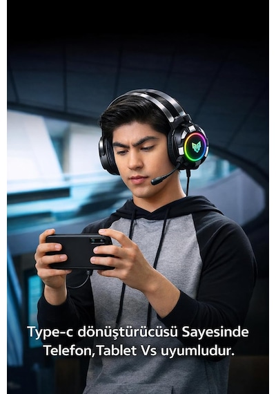 Soundgate Rgb 7.1 Usb Gaming Mikrofonlu Oyuncu Kulaklığı, 7.1 Surround Ses, Rgb Aydınlatma, Gür