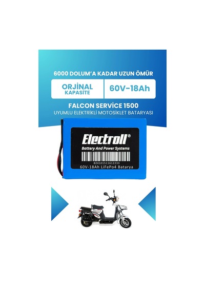 Falcon Service 1500 Batarya Standart Kapasite Lifepo4 60v 18ah Elektrikli Motosiklet Bataryası