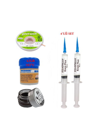 Mechanic Krem Lehim 183 C 42gr Havya Uc Temizleyici Flux Lehim Toplama Cp-1515 Lehim Emme Teli Seti04