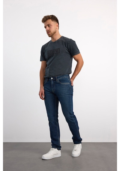 72595 73604 Erkek Comford Fit Mıd Rıse Slim Leg Denim Pantolon 72595-73604 Dark Blue Black