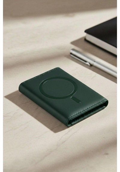 Constraın - Magsafe İle Uyumlu Deri Kartlık Cüzdan - Koyu Yeşil