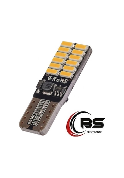 Çok Güçlü T10 Turuncu Dipsiz Led Ampul 24 Led Smd Canbus   12V