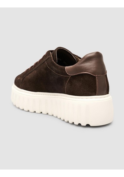Süet Bağıcıklı Kroko Kahverengi Kadın Sneaker Ayakkabı Kahverengi