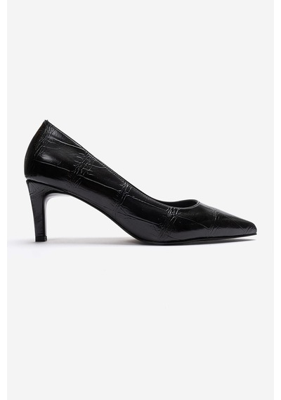 Luvishoes Velmıra Siyah Baskı Kadın Topuklu Ayakkabı