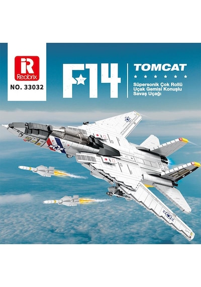 Reobrix 33032 F-14 Tomcat Jet Uçak Yaratıcı Yapı Blok Seti Building Blocks - 1600 Parça