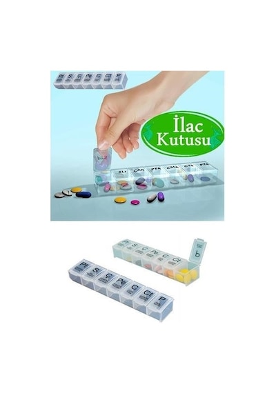 Haftalık Günlük İlaç Saklama Kutusu 7 Günlük İlaç Saklama Kabı Çok Renkli