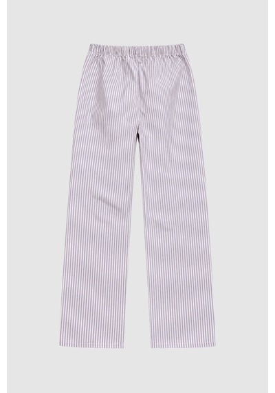 Markapia Kadın Çizgili %100 Pamuk Pijama Altı PEMBE